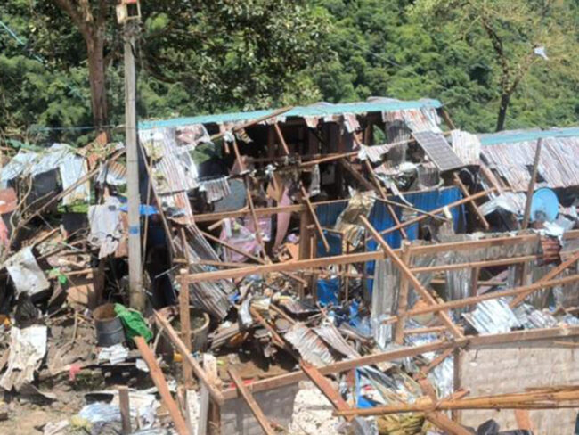 Destruction of a house caused by the junta in the wake of the Burma military coup.